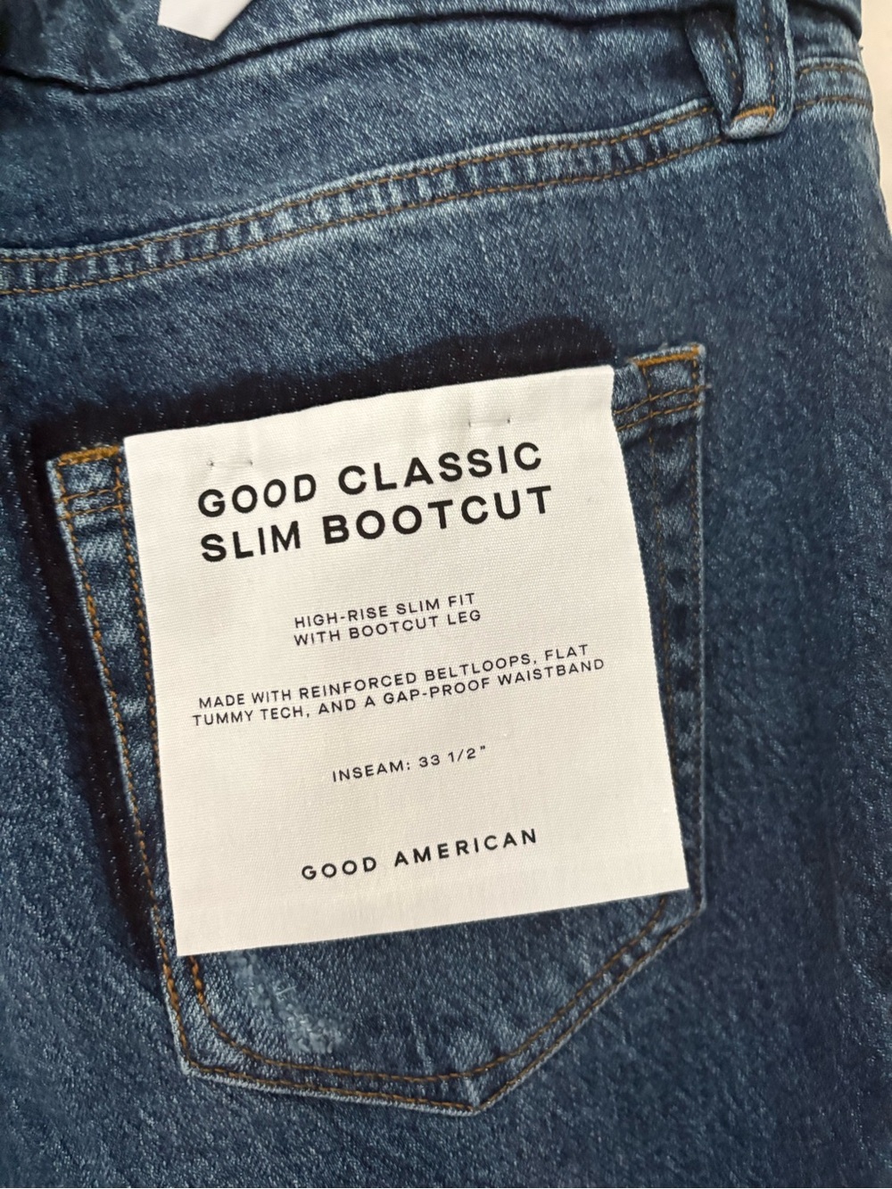 Good American Dark Wash High-Rise Slim Bootcut NWT size 28/6 - Picture 8 of 8